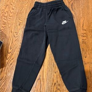 Nike Black Kids Jogger Sweatpants with White Swoosh